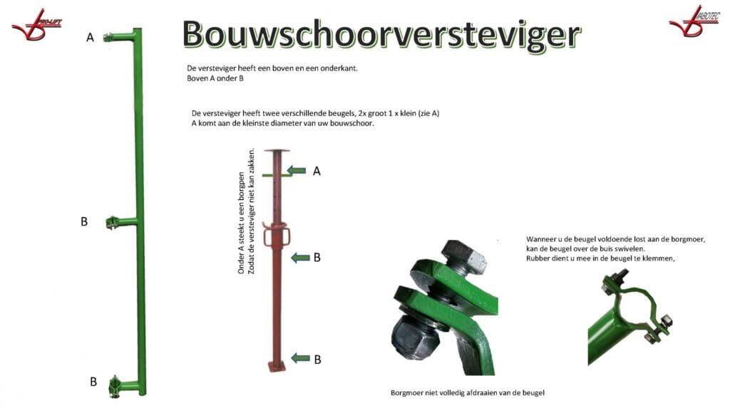 Bouwschoorversteviger tot 300Kg op 850mm.