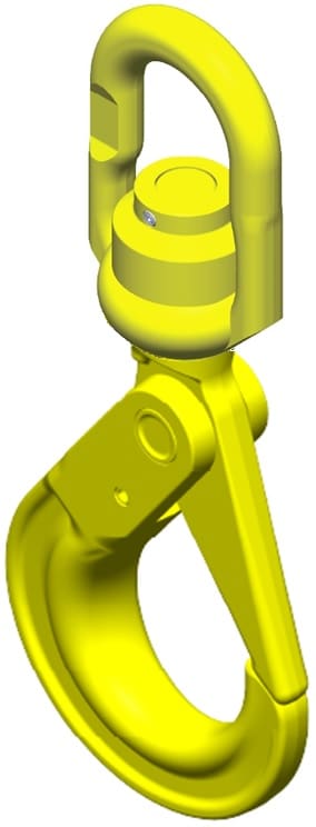 Haken: Wartelveiligheidshaak, deze haak draait onder last, (onder belasting).op lager, G80- 20mm 12500 kg