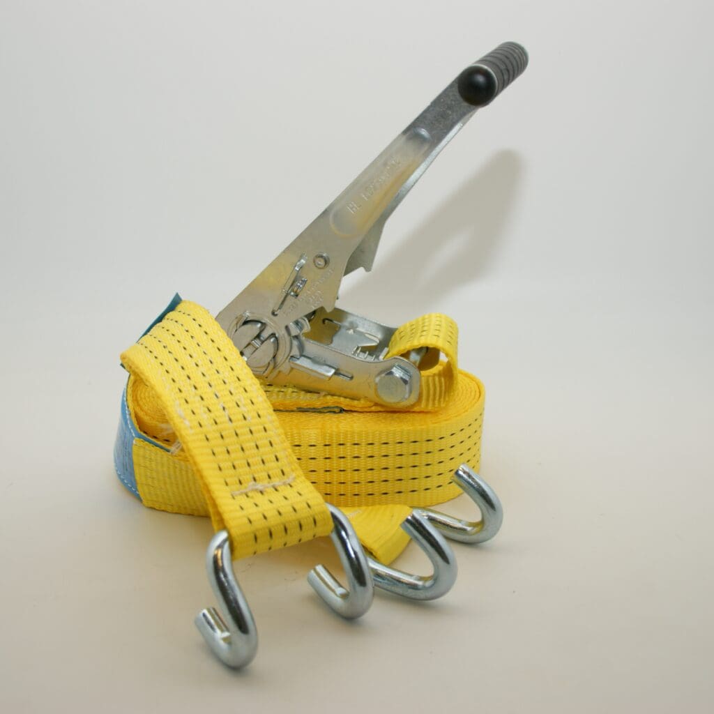 Sjorband: Spanband brede haak geel, 50mm 2000 daN 6m