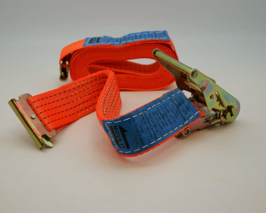 Sjorband: Spanband 2-delig met railfitting, 50mm 2000daN 5M