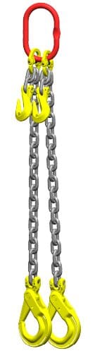 Ketting tweesprong : G80 Voorzien van zelfsluitende haak, veiligheidshaak en inkorthaak, 5,5m Dia.6mm