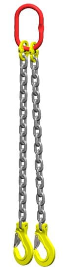 Ketting tweesprong : G80 Voorzien van haak met klep, 3m Dia.8mm