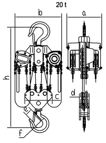 Takel: Handkettingtakel 20000kg 3 meter hijshoogte