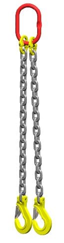 Ketting tweesprong : G80 Voorzien van haak met klep, 5m Dia.6mm