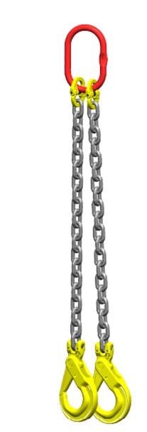 Ketting tweesprong : G80 Voorzien van zelfsluitende haak, veiligheidshaak, 3m Dia.13mm