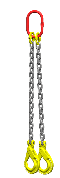 Ketting tweesprong : G80 Voorzien van zelfsluitende haak, veiligheidshaak, 1m Dia.6mm
